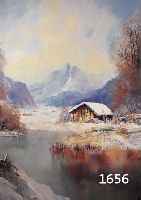 BEHBEHRENS, 2. HÄLFTE 20. JH., VERSCHNEITE HOLZHÜTTEN AM KLEINEN SEE IN ALPENTAL, ÖL/LWD., SIGN., 80 X 70 CM