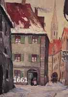 BOPPEBOPPEL, 1. HÄLFTE 20. JH., BLICK IN VER- SCHNEITE ALTSTADTGASSE MIT PFERDEWAGEN, ÖL/LWD., SIGN., DAT. (19)46, RÜCKS. RESTE EINES ...