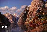 KAUFMANN, KARL, GEB. 1843 NEUPLACHOWITZ - 1901 WIEN, FJORDLANDSCHAFT, ÖL/LWD., SIGN. MIT DEM PSEUDONYM J. HOLMSTEDT, 73 X 100 CM, R.