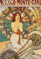 MUCHA, ALPHONSE, MONACO-MONTE CARLO, FARBLITHOOGRAPHIE, ED. GALERIE DU CENTRE, 80ER JAHRE, VON JIRI MUCHA HANDSIGNIERT, CA. 63 X 48 CM, DAZU BUCH: ...