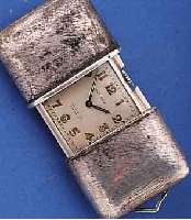 MOVADO REISE/SCHIEBEÜHRCHEN, SCHWEIZ UM 1937, 935ER SILBER, AUFZUG U. ZEIGERST. DURCH KRONE AUßEN 12, ORIG.-BLATT, ALTERSBED. FL., KAL. MN150, ...