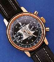 GIGANDET ARMBANDCHRONOGRAPH, SCHWEIZ UM 1972, METALL ROSE-VERG., EDELST.-BODEN GESCHR. SONDERGRAV. M. OLYMPISCHEN RINGEN U. OLYMPI- SCHER FLAMME, ...