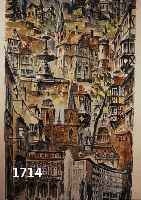 DEEGE, HEINRICH, GEB. 1920 HASSLOCH, FREI KOMPONIERTE ANSICHT VON NEUSTADT AN DER WEINSTRAßE, POLYCHROMES AQUARELL, RE. U. SIGN. UND DAT. 654, ...