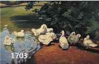 PEPETRY, H., ENTEN AM TEICHUFER, ÖL/MALKARTON, SIGN., DAT. 1922, 49,5 X 70 CM, R.
