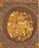ININDISCHE STICKEREI, GOLD-UND SILBERBROSCHIERT 103 X 96CM, EHZ 2, CA.60 JAHRE
