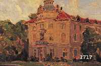 UNBEK. UNBEK. KÜNSTLER ANFANG 20. JH., IMPRESSIO- NISTISCHE DARSTELLUNG EINES SCHLOSSES MIT PARK, MALEREI, DIE DURCH AUSSPARUNGEN DEN MALGRUND ...