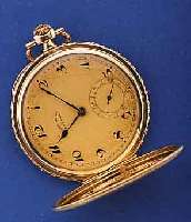 ETERNA HERRENTASCHENUHR, SAVONETTE, SCHWEIZ/ DEUTSCHLAND UM 1925, GG 585/000, RAND WIE BÜGEL REL., BEIDE SCHALEN SYM. GUILL., VERG. METALLBL., ...