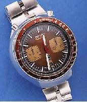 SEIKO ARMBANDCHRONOGRAPH SPEEDTIMER AUTOMATIK, EDELST., PULTFORM, ZUR BESSEREN STOPPBED. KRONE U. DRÜCKER AUßEN 12, EDELST.-BAND, BER., JAPAN UM ...