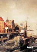 WAGNWAGNER, JULIUS, 1818 SCHLESWIG HOLSTEIN, SCHÜLER DER BERLINER AKADEMIE, ÖL/LWD, HAFEN- SZENE MIT SCHIFFEN, L. UNT. SIGN, M. 70 X 55 CM