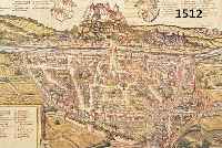 KONVOLUTKONVOLUT VON 2 BLATT WÜRZBURG, 1) KOLOR. HOLZSCHNITT AUS EINER DEUTSCHEN AUSGABE DES SEB. MÜNSTER, AUF DER DOPPELTEN BUCHSEITE, GA ...