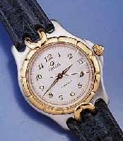 CHAGALL DESIGNERHERRENARMBANDUHR, AUTOMATIK, SCHWEIZ UM 1995, UNGETR. LAGERW., EDELST. SAT., BOD. U. VERG. KRONE GESCHR., BEI FERTIG- ST. WASSERD. ...