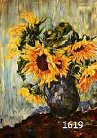GAECKS, H., DAT. 1938, SONNENBLUMEN, ÖL/LWD., 67 X 54 CM, DUNKLER EICHERAHMEN