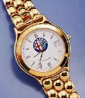 ALFA ROMEO WERBEHERRENARMBANDUHR, GLEICH- NAMIGER AUTOFIRMA, METALL, HART VERG., BEIDS. MINERALFLACHVERGL., BASISKAL. ETA 2892/2, INCABL., ...