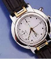LOUIS ERARD ARMBANDCHRONOGRAPH, SCHWEIZ UM 1999, EDELST. POL., BOD. AUFGEDR., BANDAN- SÄTZE TEILW. IN GG, SAPHIRFLACHGL., LEDERBD. M. STIFTSCHL, ...
