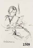 LIEBERMANN, MAX, 1847-1935, LESENDES MÄD- CHEN, REGEN, ZWEI LITHOGRAPHIEN UM 1920, IM STEIN SIGN., CA. 18 X 14 CM UND 9 X 16 CM, PP