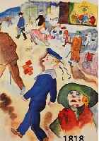 GEORGE GROSZ, 2 FARBFOTOLITHOGRAPHIEN AUS ECCE HOMO, 1921, CA. 30 X 22 CM., PP