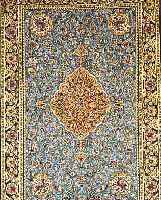 GHGHOM,PERSIEN CA 201 X 138 CM. .FLOR WOLLE MIT SEIDE.EHZ 1-2.CA 40 JAHRE.