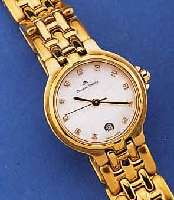 MAURICE LACROIX DAMENARMBANDUHR, SCHWEIZ UM 1996, METALL HARTVERG. INCL. BAND M. DOPPELTER UNSICHB. FALTSCHL., SAPHIRFLACHGL., HIGH-TECH- QUARTZW. ...