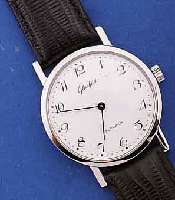 GLASHÜTTE HERRENARMBANDUHR, DEUTSCHLAND UM 1982, METALL HARTVERCHR., BODEN GEDR., EMAIL- FARB. KONTRASTZIFFERBL., DAMENFORMANKERW., GUB KAL. ...