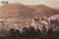 STAHLSTICH, DEUTSCH, UM 1860, PANORAMA VON HEIDELBERG, NACH CHAPUY UND VERHAS GESTOCHEN VON WÜRTHLE UND HEISINGER, GEBRÄUNT, CA. 14 X 66 CM, PP, ...