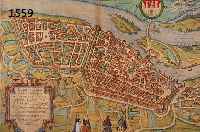 KUPFERSTICH AUS BRAUN & HOGENBERG, 18. JH., MAGDEBURG, KOLORIERT, BUGFALTE, Z.T. HINTER- LEGT, GEBRÄUNT BZW. ALTERSSCHÄDEN, 40 X 51.5 CM