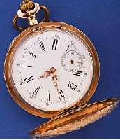 PATECK GENEVE (NICHT PPC) SAVONETTE, ROSE-G 585/000, RUNDUMGRAV., SCHWEIZ UM 1895, FÜR DEN DEUTSCHEN MARKT, EMAILBL. HAARRISSIG, ZEIGER- ...