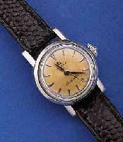 OMEGA DAMENARMBANDUHR, LADYMATIC, EDELST., SCHWEIZ UM 1958, BOD. GESCHR., BEI FERTIGST. WASSERGESCH., VERS. BL. ALTERSBED. FARBL. GE- TÖNT, ...