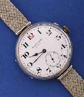 MERMOD FRERES FÜHE ARMBANDUHR, SCHWEIZ UM 1922, SILBER (875), FÜR DEN DEUTSCHEN MARKT, D. 38MM, BEWEGL. BANDANSTÖßE, EMAILBL. (FEIN- ...