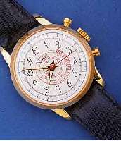 CIMIER HERRENARMBANDUHR SCHEINCHRONOGRAPH, M. UNRUHSTOPP, SCHWEIZ UM 1960, UNGETR. LAGERW ., METALL VERG., EDELST.-BODEN GEDR., EMAILL- FARB. ...