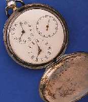 COURVOISIER GENEVE 2-ZEITZONENHERRENTASCHENUHR , SILBER, SCHWEIZ UM 1880, SCHLÜSSELAUFZUG, MESSINGCÜV. M. QUALIF. U. HERKUNFTSGRAV., FERTIG.NR. ...