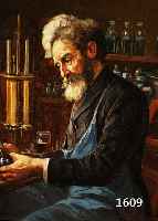 SÜß, JOHANN J., 1847-1937 WIEN, ALCHEMIST IN SEINEM LABOR, ÖL/LWD, RE. U. SIGN., CA. 30 X 24 CM, R.