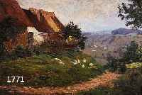 HEGNAUER, HERMANN, 1874 MÜNCHEN-1947 MÜNCHEN, GÄNSE VOR EINEM GEHÖFT IN VORALPENLANDSCHAFT, ÖL/LWD, RE. U. SIGN., CA. 61 X 80 CM, R.