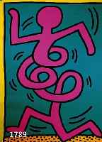 HARING, KEITH, 1958-1990, PLAKAT ZUM JAZZ-FESTVAL MONTREUX 1983, FARBSIEBDRUCK AUF DÜNNEM KARTON, HAND- SIGN. UND DAT., CA. 100 X 70 CM, ...