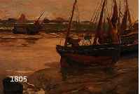 O'LYNCH, CARL, 1869-1942, FISCHERBOOTE AM UFER, ÖL/LWD, RE. U. SIGN., CA. 55 X 68 CM, R.