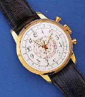 CIMIER HERRENARMBANDUHR SCHEINCHRONOGRAPH, M. UNRUHSTOPP, SCHWEIZ UM 1960, UNGETR. LAGERW ., METALL VERG., EDELST.-BODEN GEDR., EMAILL- FARB. ...