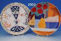 2 KÜNSTLERTELLER, ROSENTHAL, JEAN COCTEAU, 3163/5000, D. 25.5 CM UND TOM WESSELMANN, 2004/3000, 1985, D. 25.5 CM