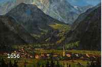 KELLNER, JOSEF, GEB. 1876 WIEN, BLICK AUF EIN DORF VOR GEBIRGSMASSIV, LI. U. SIGN., CA. 42 X 52 CM, R.