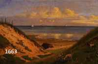 RÜDINGER, ALBERT, 1838 KOPENHAGEN-1925, KÜSTENLANDSCHAFT MIT WEIDENDEN SCHAFEN UND ZIEGE, ÖL/LWD, RE. U. SIGN. UND DAT. 1909, CA. 42 X 69 CM, R.