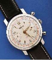 VALJOUX SCHALTRADCHRONOGRAPH, UM 1958, EDELST., AUS RESTBEST. WOHL AKTUELLE REMONTA- GE, BODEN GESCHR., 30-MIN.-STOPPZÄHLER, ...