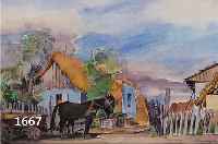BODE, 1. HÄLFTE 20. JH., (EVTL. JOHANNES BODE 1853 - 1925 FRANKFURT A. M.), BAUERNHOF IM SÜD..., AQUARELL, SIGN. UNDEUTL. BETITELT, ...