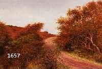FRENCH, JOHN, INTERNATIONAL GESCHÄTZTER LANDSCHAFTSMALER DES 19./20. JH., STIMMUNGS- VOLLE UND FEINE DARSTELLUNG, VON BÜSCHEN UMSÄUMTER WEG IN ...