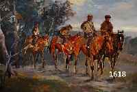 ZUSCHREIBUNG: OSSWALD, EUGEN, 1879 STUTTGART - 1960 MÜNCHEN, REITERGRUPPE AM WALDRAND, ÖL/LWD., RÜCKS. ZUGESCHR., 50 X 70 CM, R.