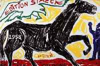 PENCK, A.R., GEB. 1939, SCHWARZES PFERD, FARBOFFSET, HANDSIGNIERT, CA. 60 X 84 CM