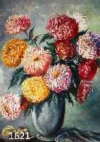 KOMOROWSKY, MALER DER 1. HÄLFTE DES 20. JH., STILLEBEN MIT CHRYSANTHEMEN, ÖL/HARTFASER, LI. U. SIGN., CA. 70 X 54 CM, R.