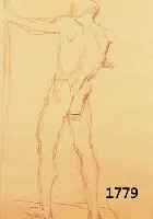 PURRMANN, HANS, 1880-1966, STEHENDER MÄNNLICHER RÜCKENAKT, BLEISTIFT- ZEICHNUNG AUF PAPIER, GEBRAUNT, MIT BE- STÄTIGUNG VON MECHTHILD PURRMANN, ...
