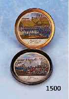 VIER KOLORIERTE KUPFERSTICHE, FRANKREICH, UM 1820, DARSTELLUNGEN VON NAPOLEONS SCHLACHTEN IN JENA, MAGDEBURG, CAIRO UND DANZIG, RUND, D. JE CA. 4 ...