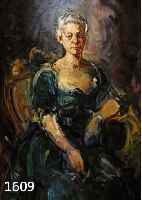 Monogrammist CTA, datiert 9. Februar 1942, PortrÄt einer sitzenden Frau im grÜnen Kleid, Öl/Lwd, re. u. monogr. und dat., ca. 110 x 72 cm, R.
