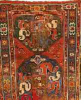 KAKAZAK.RUßLAND.CA 217 X 137 CM. .EHZ 4-5 . UM 1890.WOLLE AUF WOLLE.