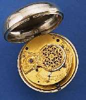 SPINDELHERRENTASCHENUHR, ENGLAND, HALLMARK LONDON 1849, L. GEW. PERF. EMAILBL. M. FETTEN, RÖM. STD.-ZEICHEN, VERG. PLATINENW., ANTRIEB ÜBER KETTE ...