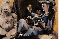 PICASSO, PABLO, 1881-1973, NACKTER MANN, MÄDCHEN UND AFFE, FARBLITHOGRA- PHIE, HANDSIGNIERT, ED. VERVE BOOK, PARIS 1954 FÜR MOURLOT, CA. 31,5 X ...